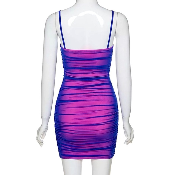 Vibrant purple ruched mini dress - Picture 9 of 16